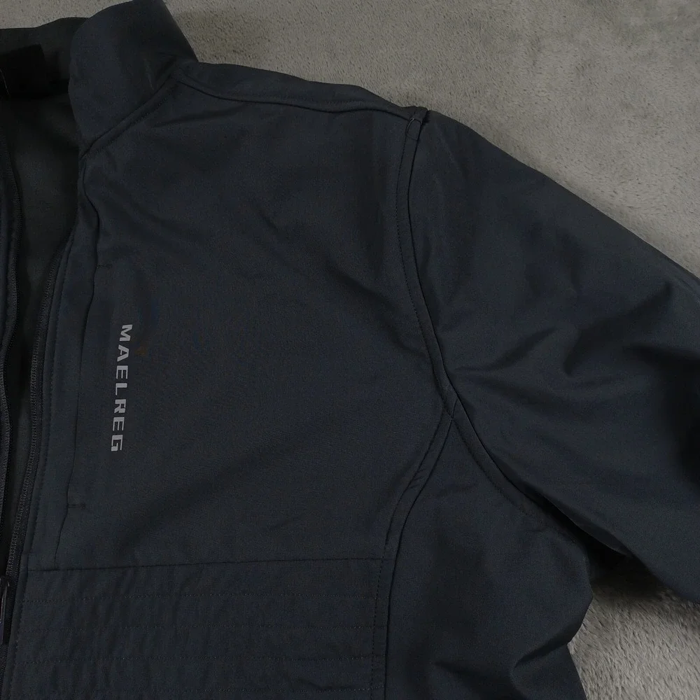 Maelreg Jacket Mens XXL‎ Gray Full Zip Preppy Logo Golf Pockets